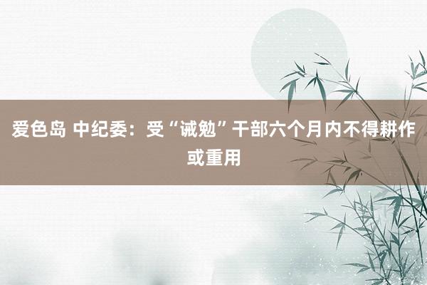 爱色岛 中纪委：受“诫勉”干部六个月内不得耕作或重用