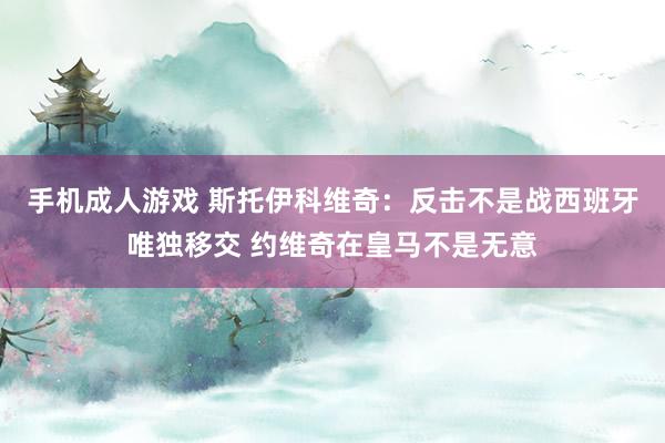 手机成人游戏 斯托伊科维奇：反击不是战西班牙唯独移交 约维奇在皇马不是无意
